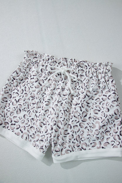 White Classic Leopard Hoodie and Shorts Set - Viraxa
