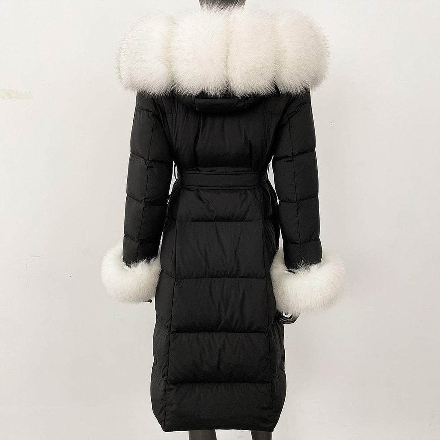 Thickened Long Section White Goose Down Slim Fit Women's Coat