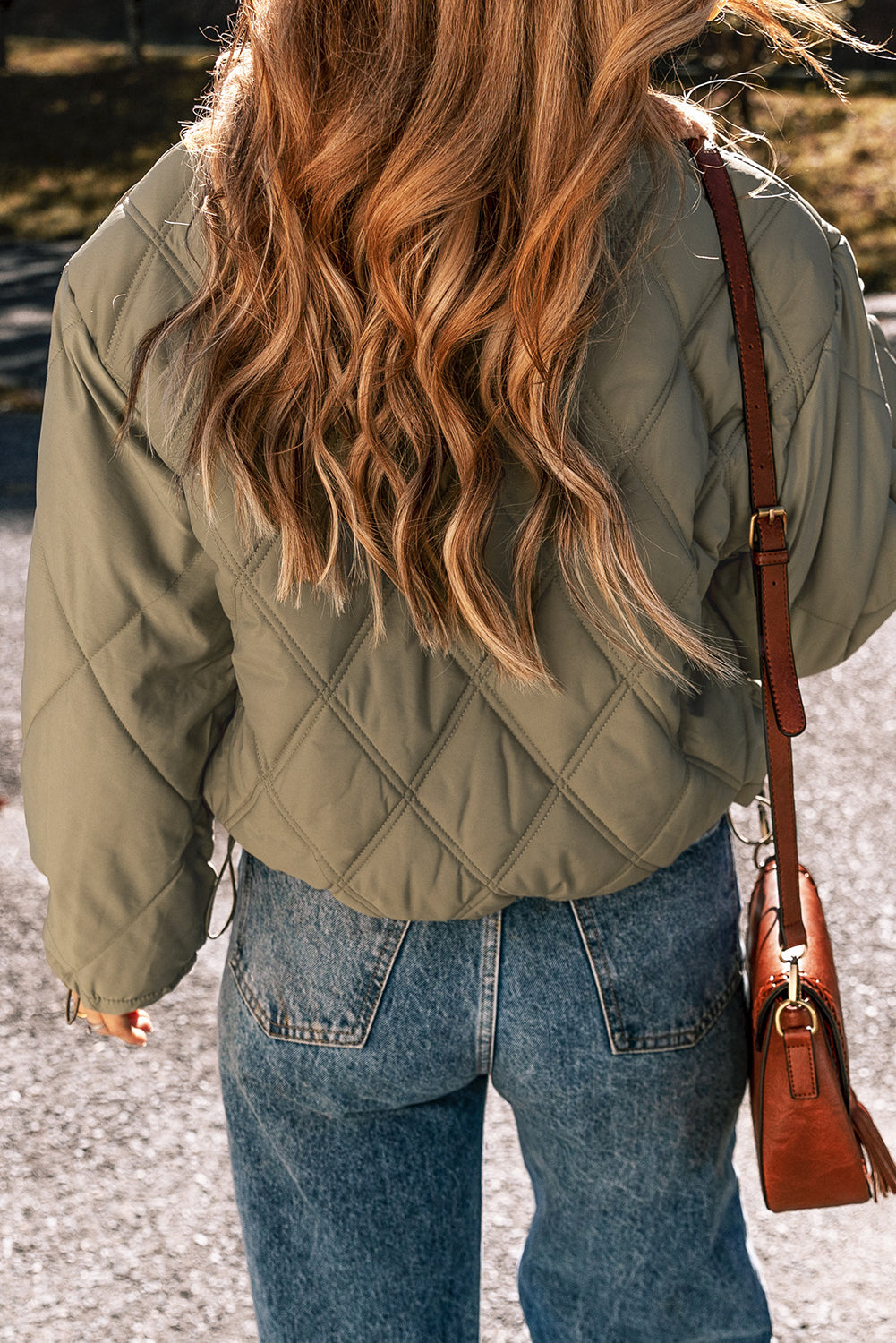 Jungle Green Teddy Collar Flap Pockets Quilted Puffer Jacket - Viraxa