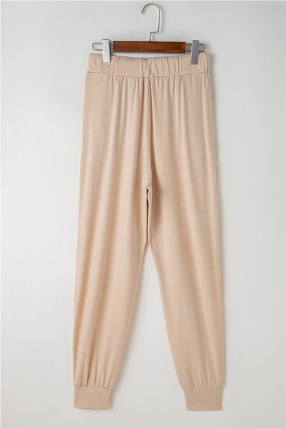 Parchment Split Long Cardigan and Skinny Pants Lounge Set - Viraxa