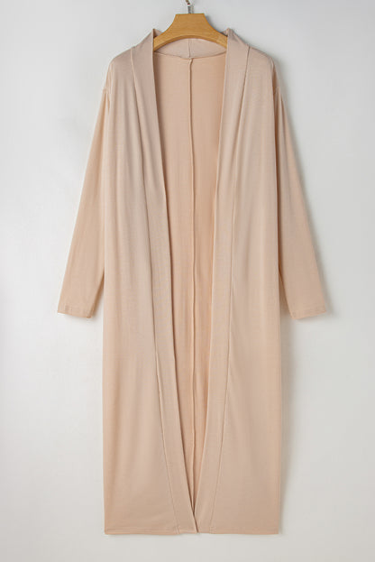 Parchment Split Long Cardigan and Skinny Pants Lounge Set - Viraxa