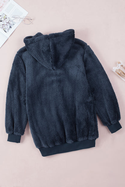 Navy Warm Furry Pullover Hoodie