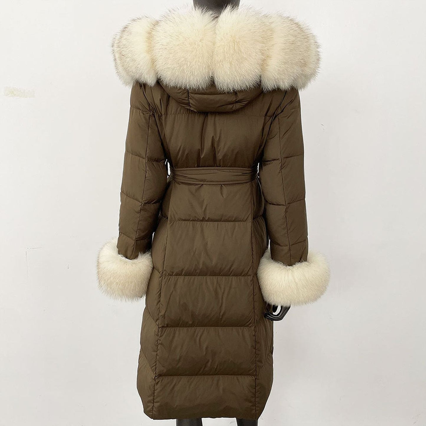 Thickened Long Section White Goose Down Slim Fit Women's Coat