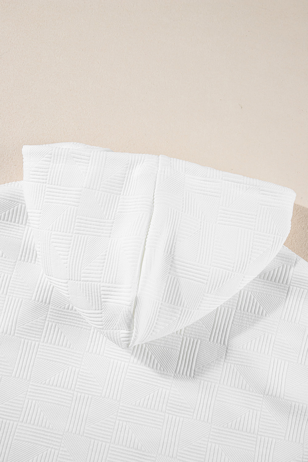 White Textured Cropped Hoodie and Shorts Set - Viraxa