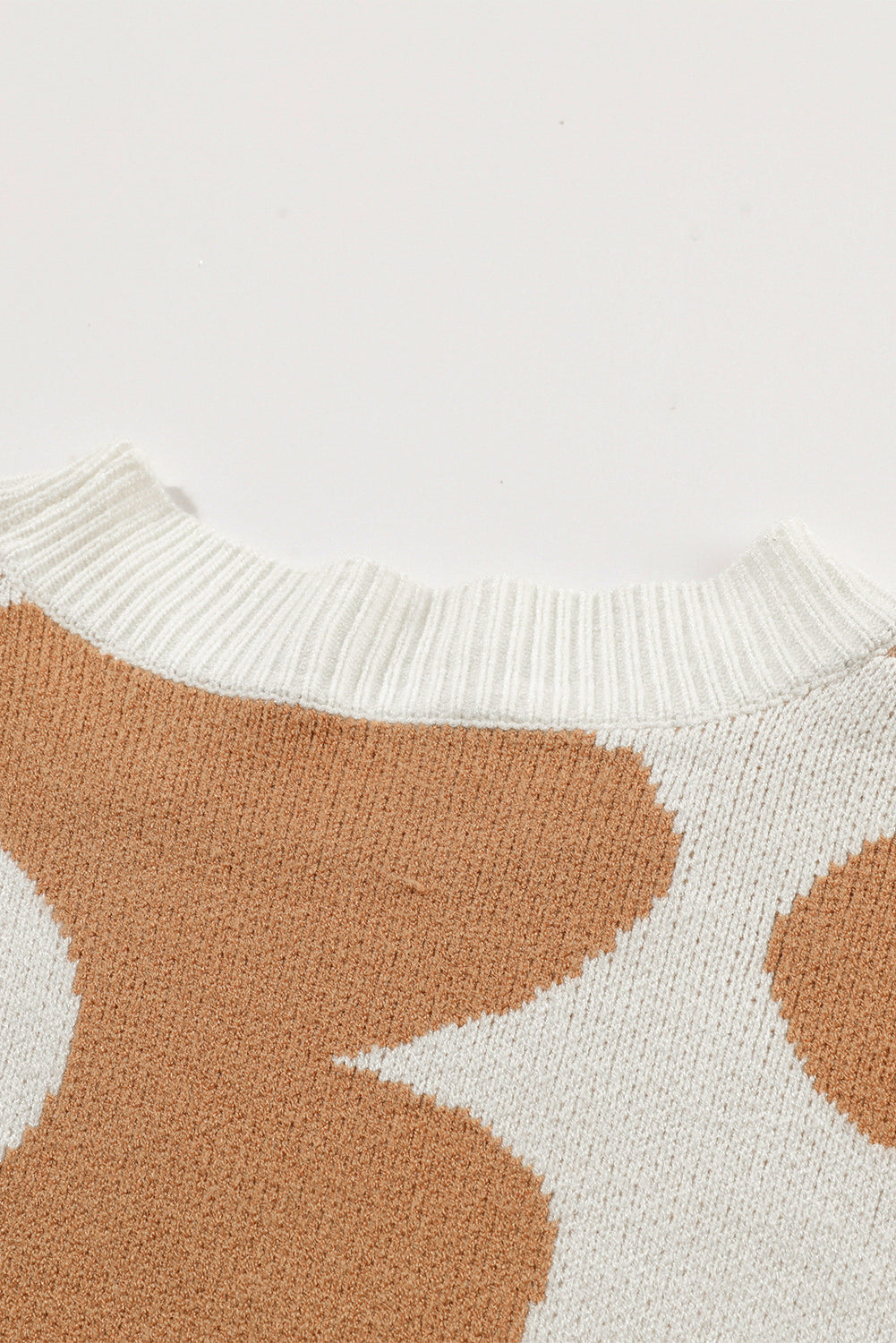 Khaki Big Flower Pattern Drop Shoulder Sweater - Viraxa