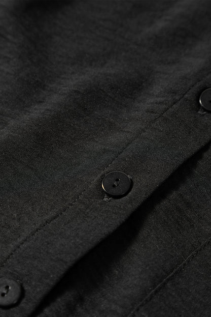 Black Pure Color Patch Pocket Shirt