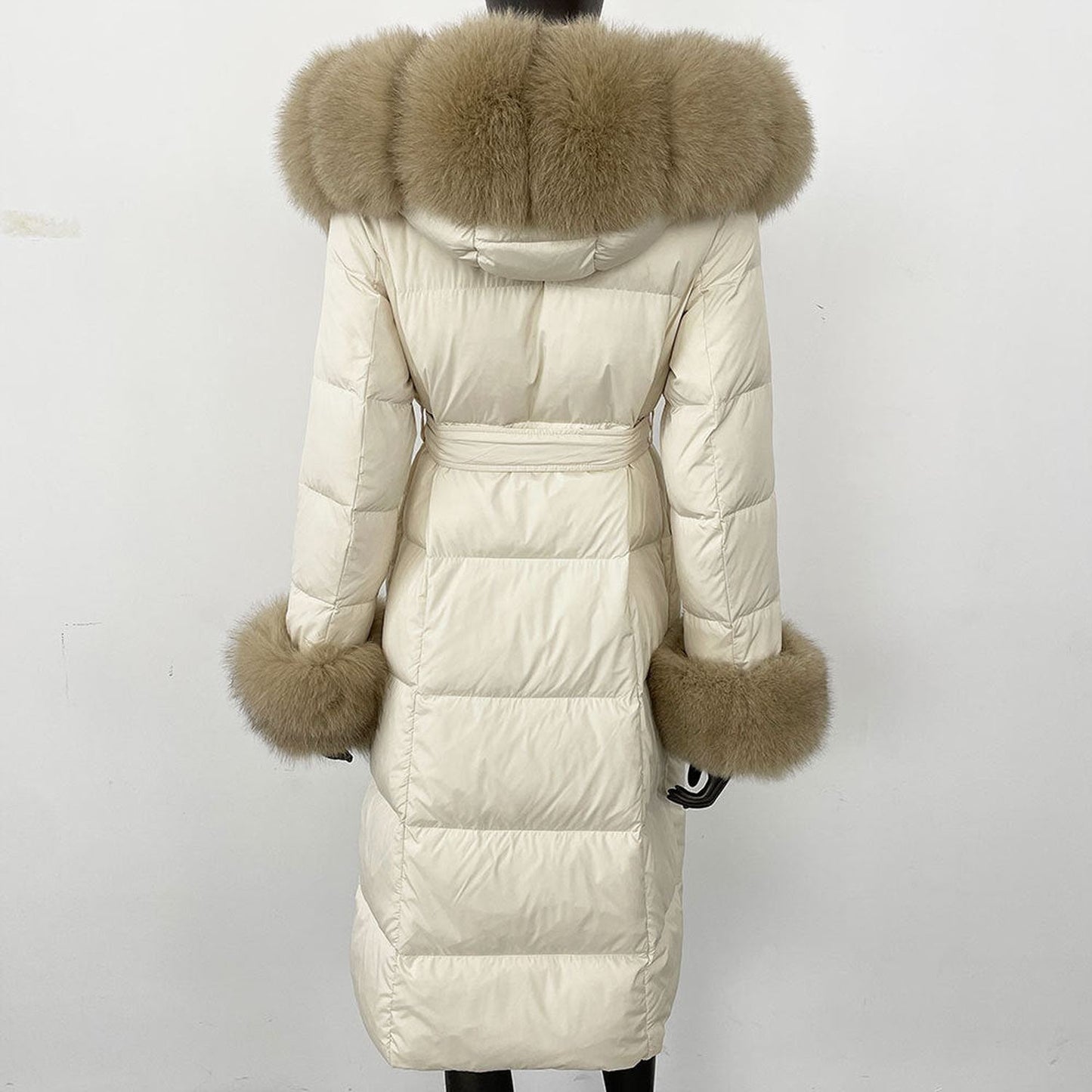Thickened Long Section White Goose Down Slim Fit Women's Coat