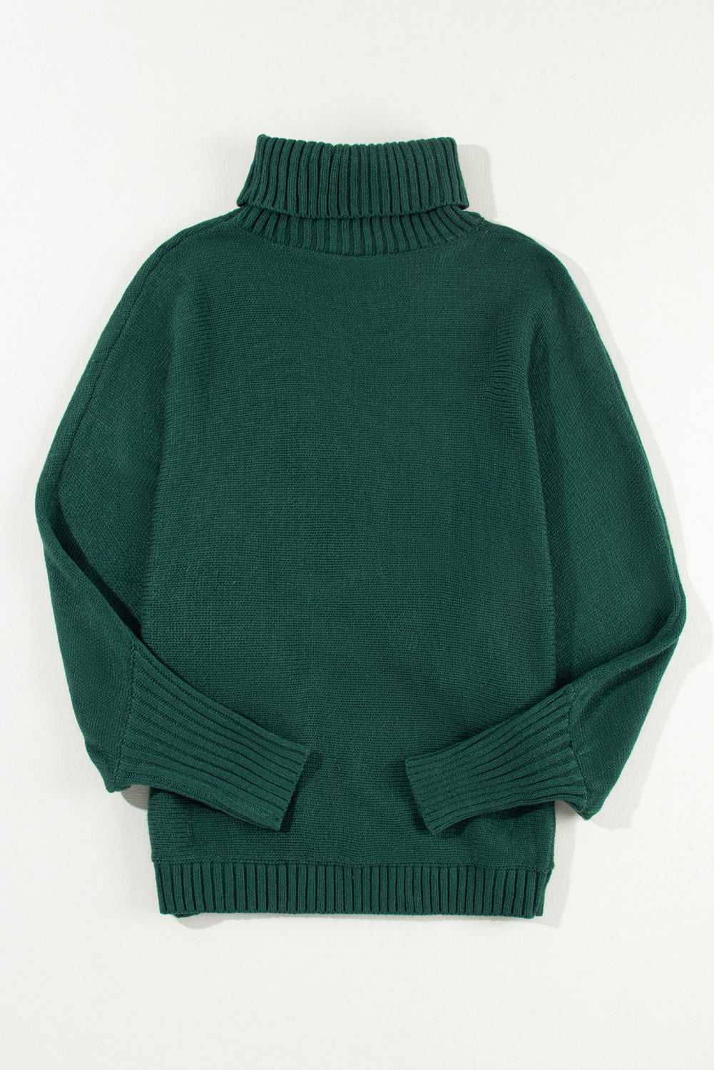 Blackish Green Merry Letter Embroidered High Neck Sweater - Viraxa