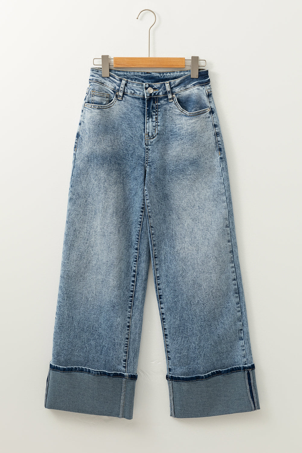 Myosotis High Rise Button Zip Fly Medium Wash Jeans - Viraxa