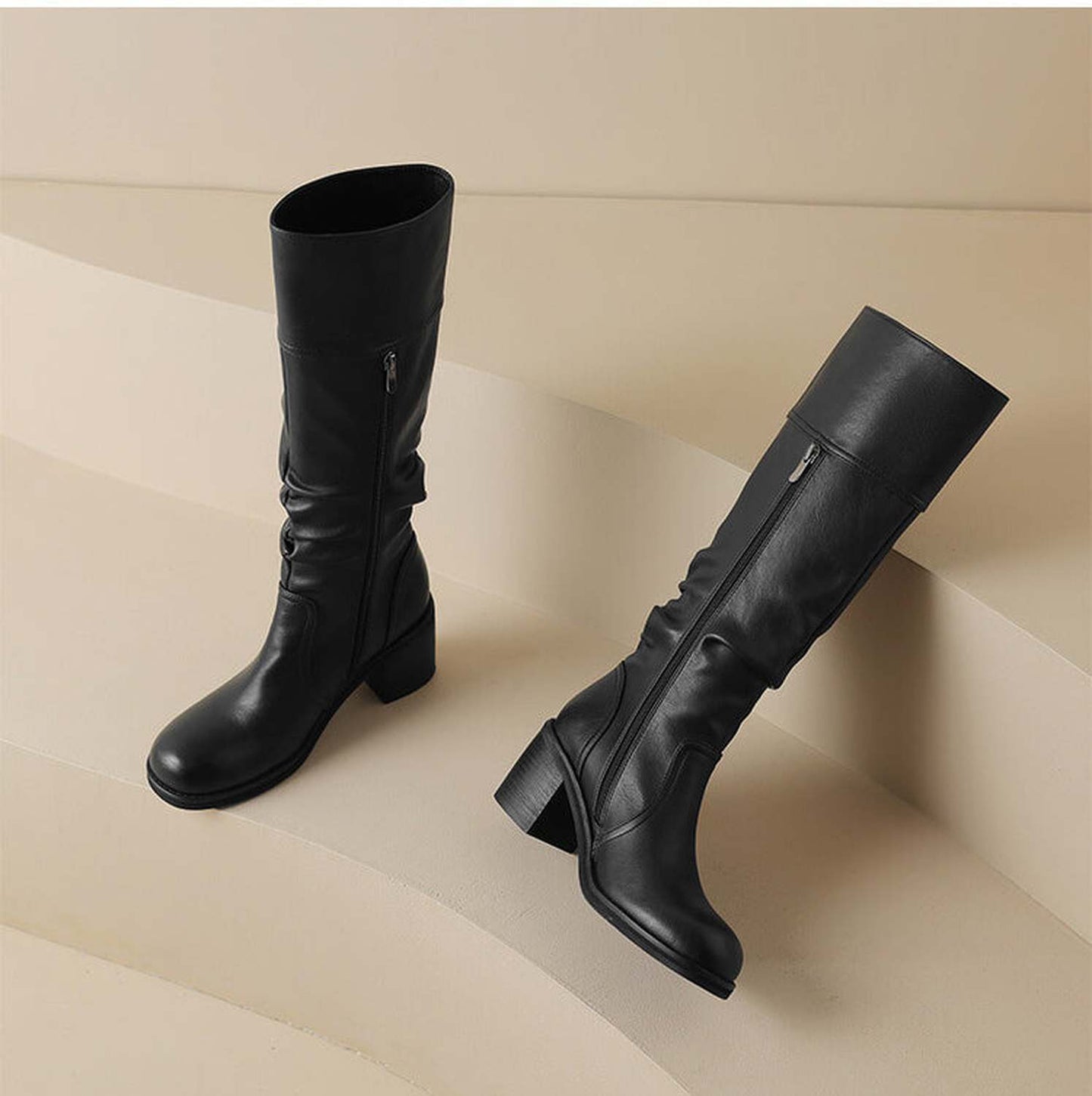 Thick Mid-heel High-top Below The Knee Women's Knight Warm Boots - Viraxa