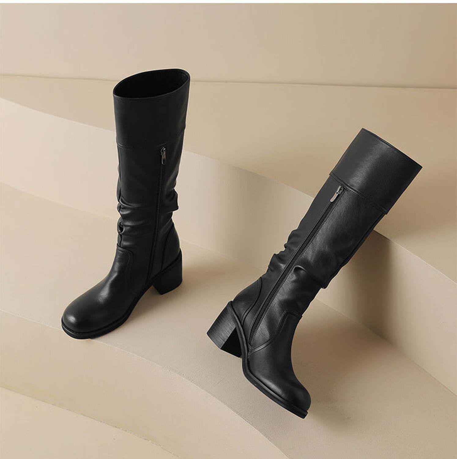 Thick Mid-heel High-top Below The Knee Women's Knight Warm Boots - Viraxa