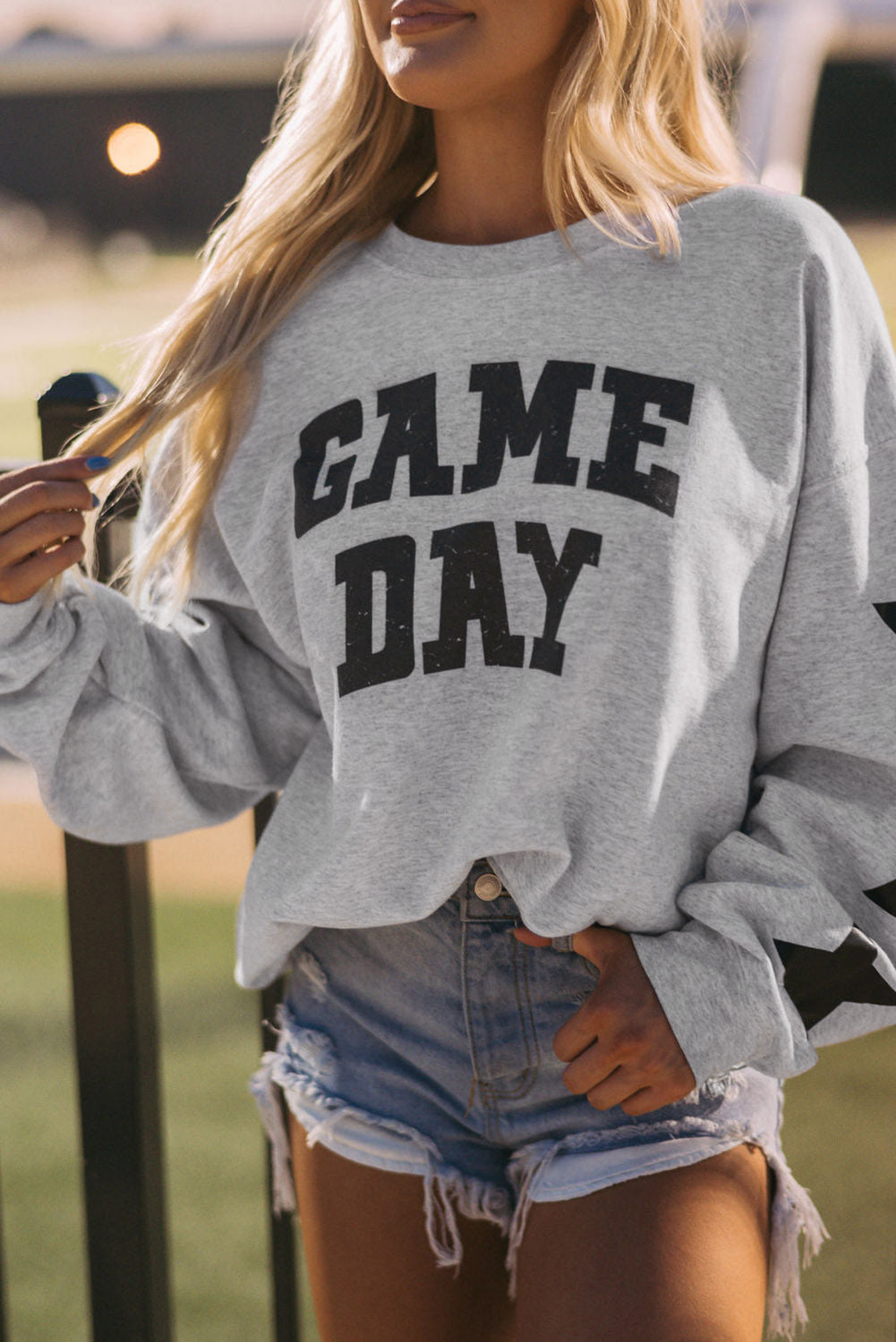 Black Game Day Graphic Rugby Football Season Sweatshirt - Viraxa