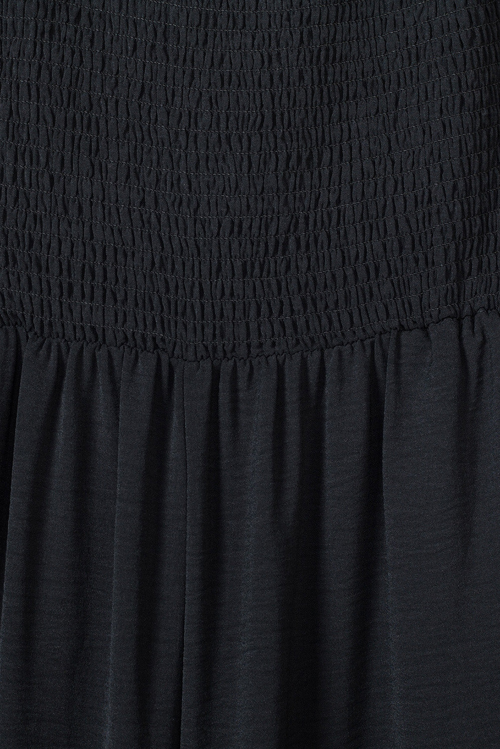 Black Smocked Sleeveless Wide Leg Jumpsuit with Pockets - Viraxa