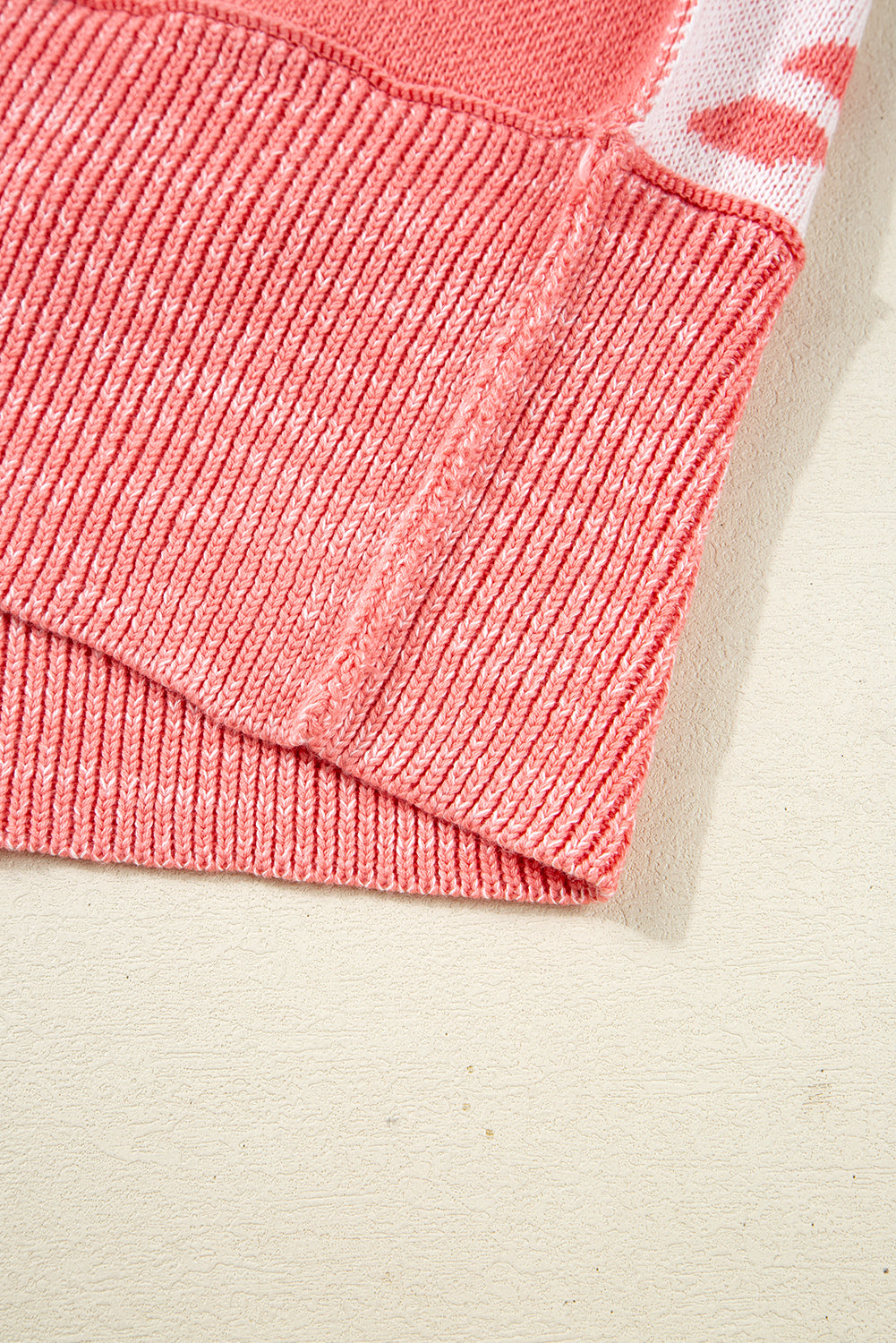 Pink Candycane Snowflake Checker Christmas Holiday Drop Shoulder Tunic Loose Sweater - Viraxa