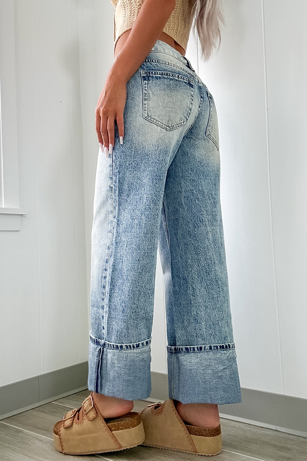 Myosotis High Rise Button Zip Fly Medium Wash Jeans - Viraxa