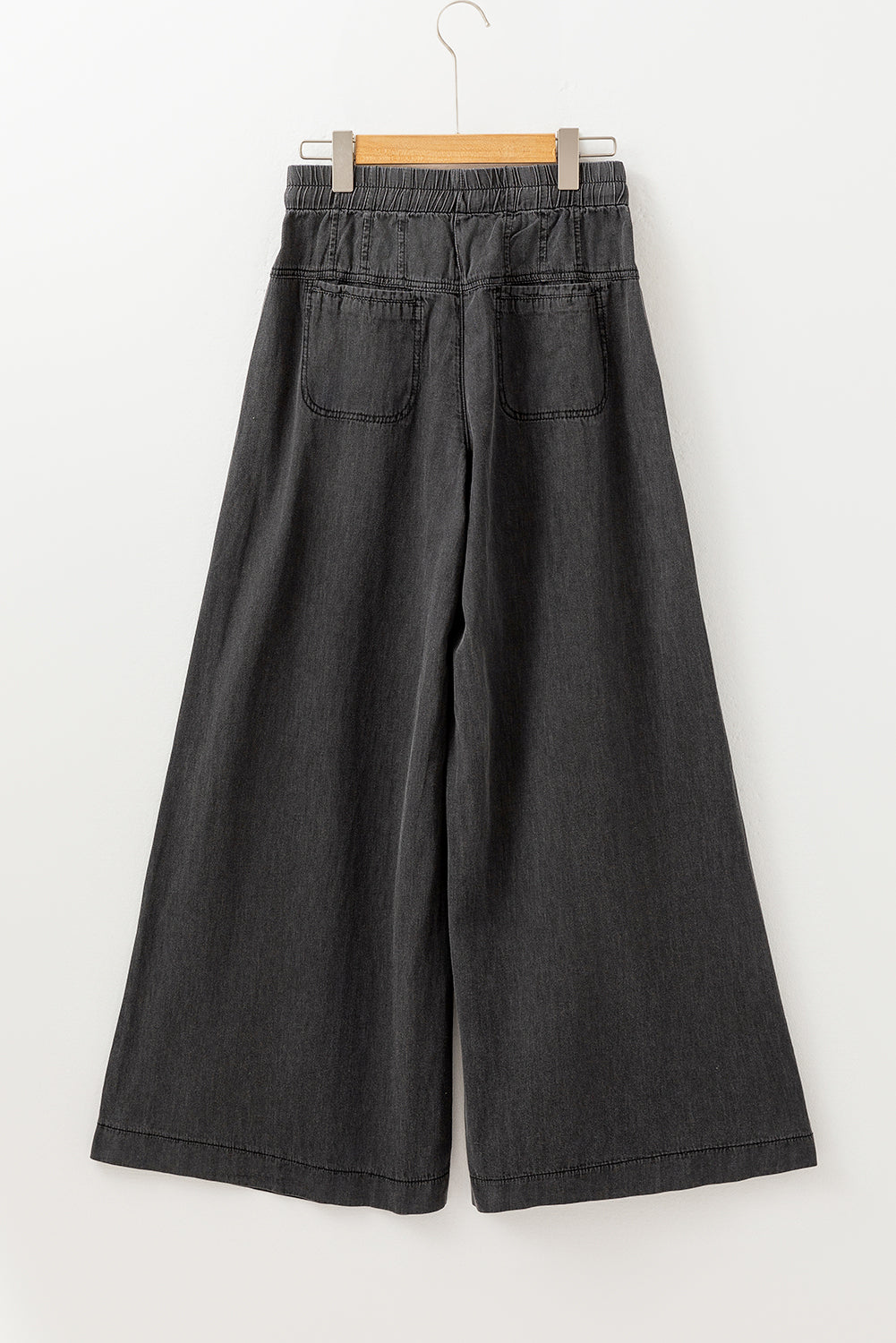 Carbon Grey Mineral Wash Button Fly Waist Wide Leg Jeans - Viraxa