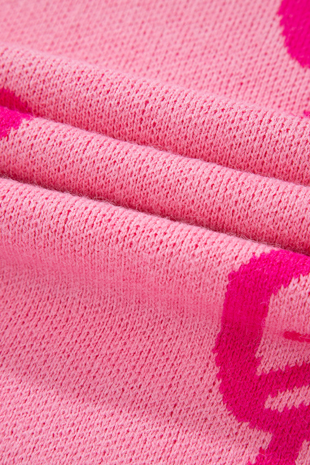 Pink Bow Pattern Drop Shoulder Loose Sweater - Viraxa