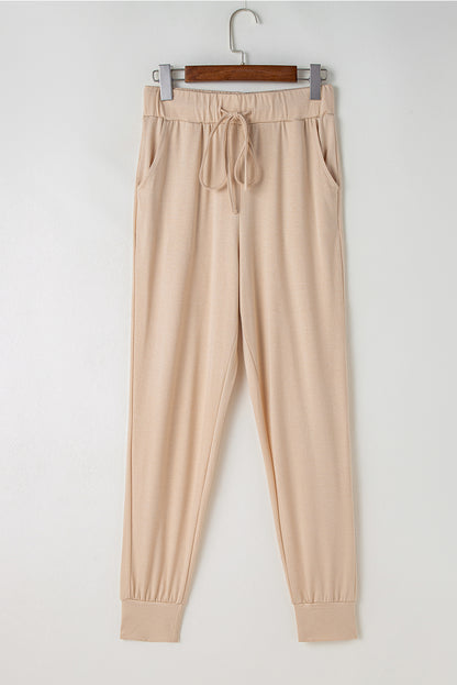 Parchment Split Long Cardigan and Skinny Pants Lounge Set - Viraxa
