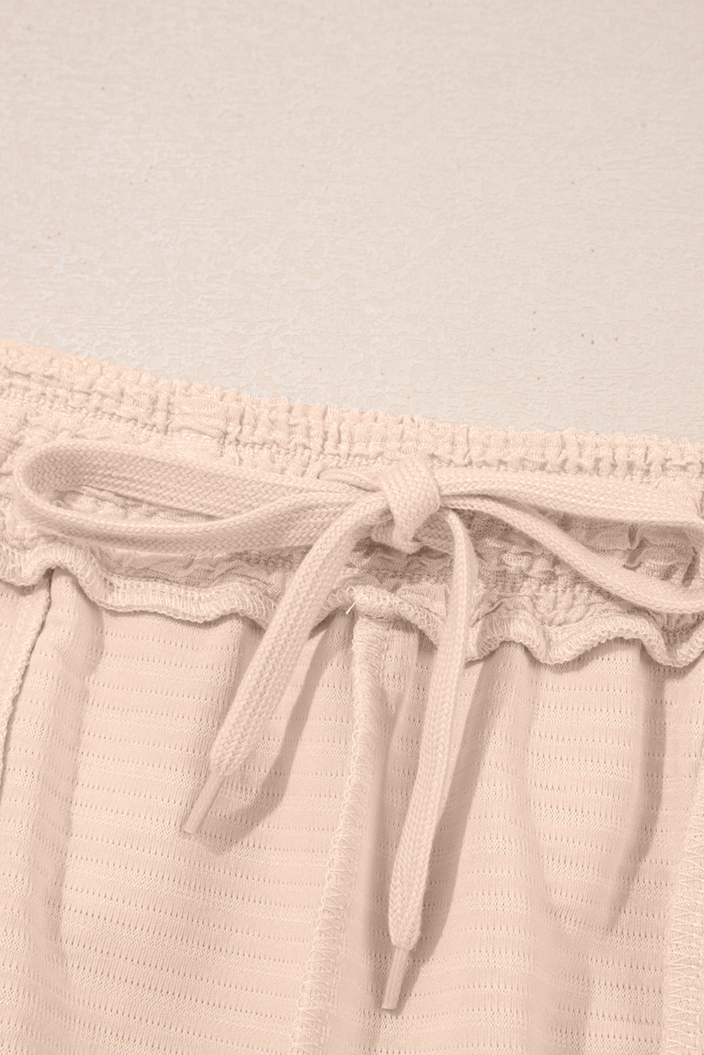 Apricot Textured V Neck T Shirt and Shorts Set - Viraxa