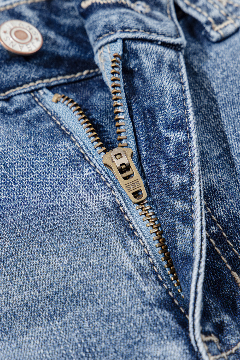 Dusk Blue High Rise Ripped Distressed Hem Flared Jeans - Viraxa