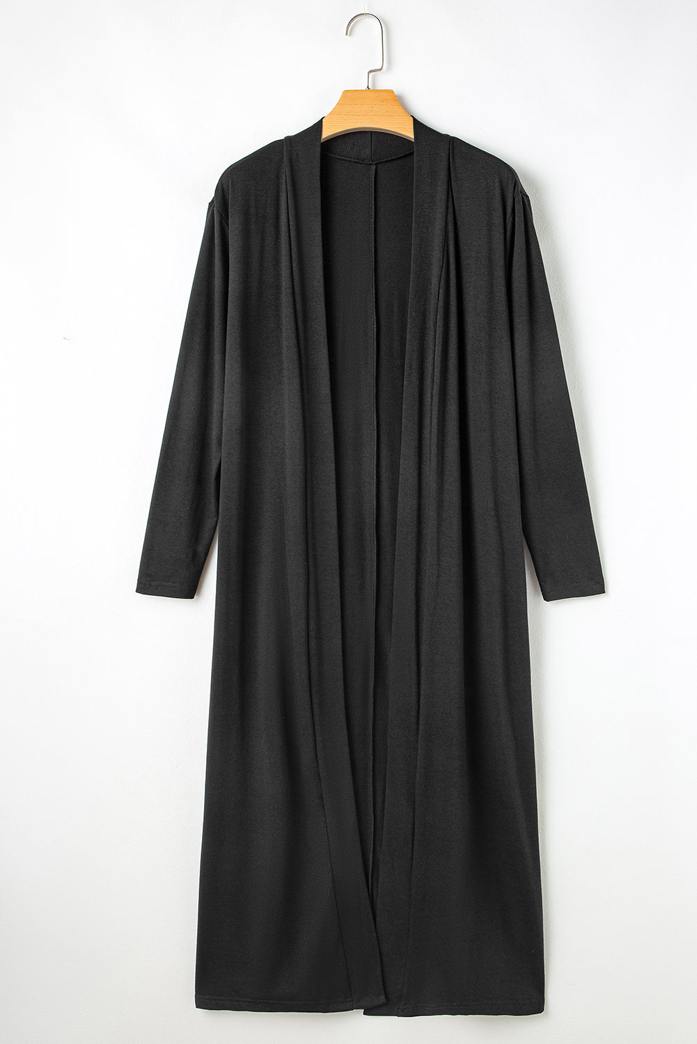 Black Split Long Cardigan and Skinny Pants Lounge Set - Viraxa