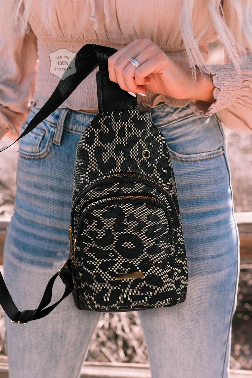 Leopard Print PU Sling Bag - Viraxa