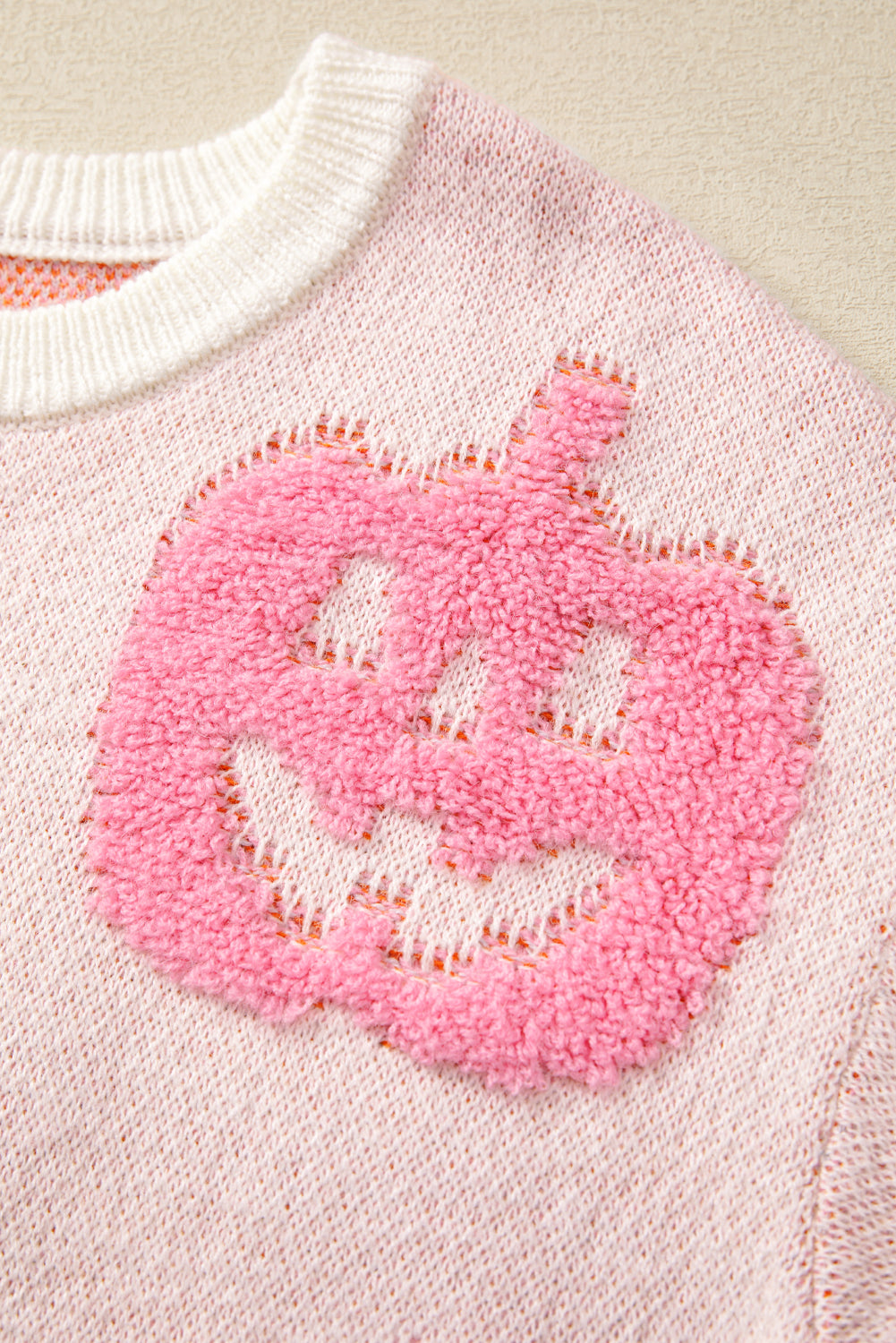 Beige Halloween Cute Pumpkin Pattern Sweater - Viraxa