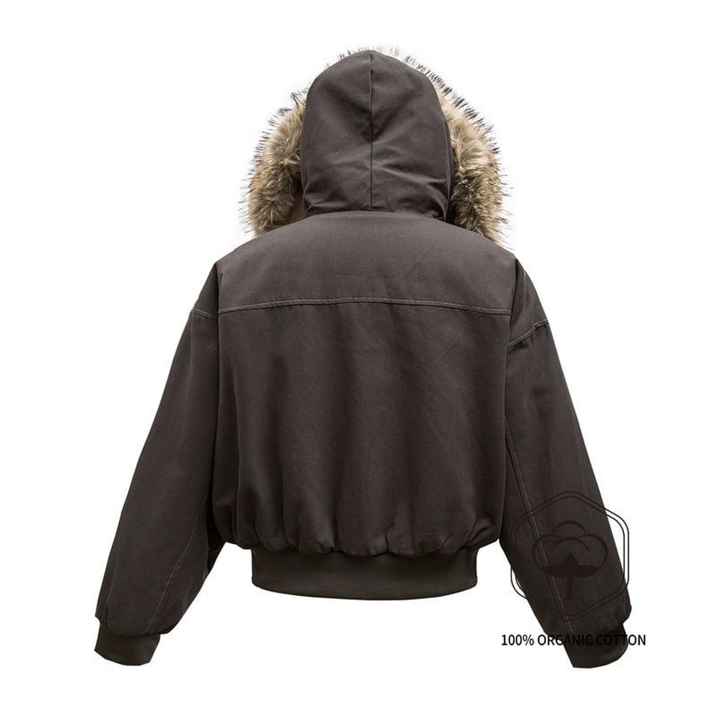 High Street Line Splicing Fur Collar Hood Cotton Coat Jacket