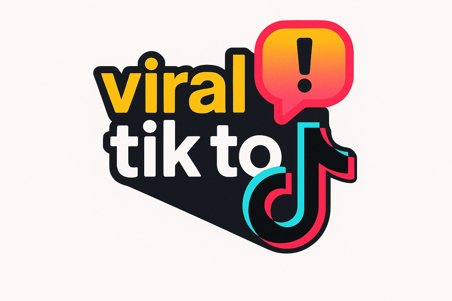 ikona z napisam viral tik tok  z chmurką  wykrzyknikiem i logo tik toka