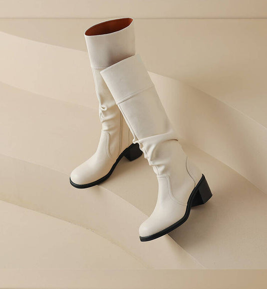 Thick Mid-heel High-top Below The Knee Women's Knight Warm Boots - Viraxa